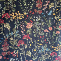 Thumbnail for Pattern of colorful flowers and leaves on a dark background