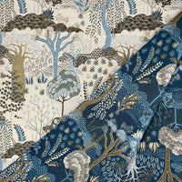 Thumbnail for Double-sided Baobab Tree of Life fabric showing front and reverse pattern variations in blue and cream