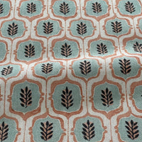Thumbnail for Repeating medallion trellis fabric in teal and terracotta.