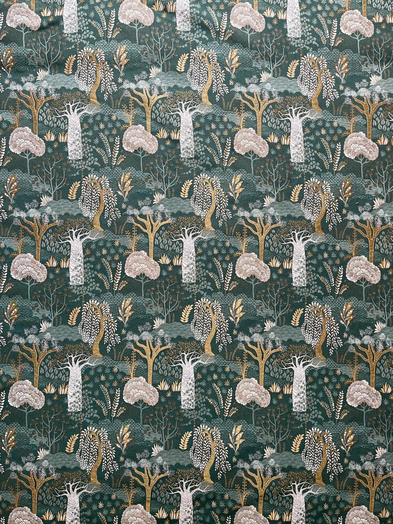 Nature inspired upholstery fabric with Tree of Life motif