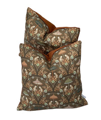 Thumbnail for Earthy tones cotton cushion cover featuring whimsical monkeys