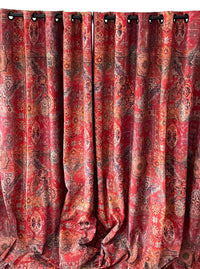 Thumbnail for Traditional kilim-style cotton fabric in red hues.