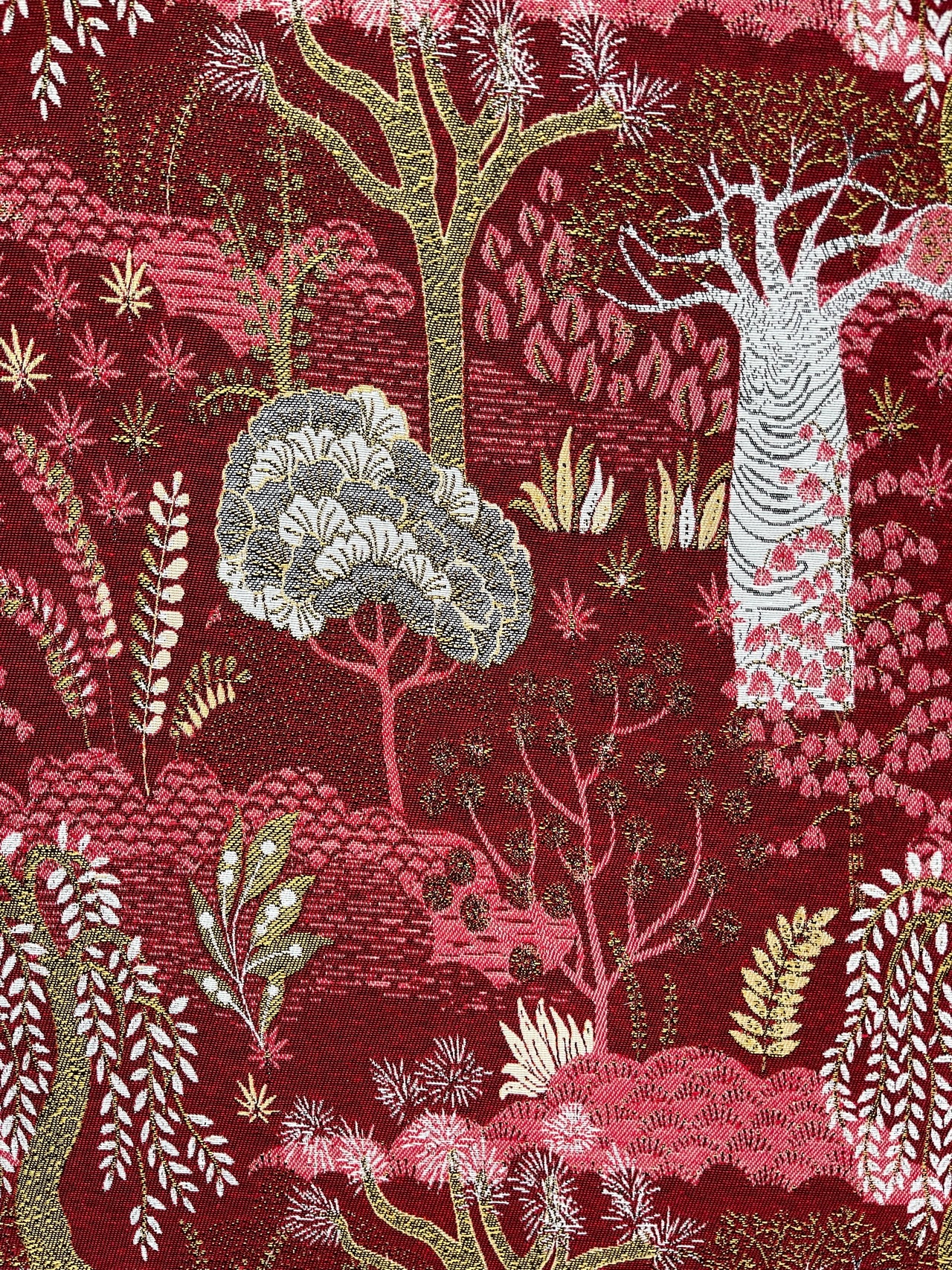 Baobab Upholstery Fabric Ruby Red Gold Textile Floral Home Curtains Blinds Upholstery