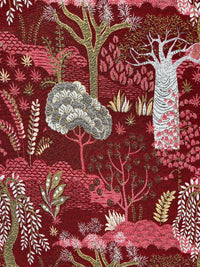 Thumbnail for Baobab Upholstery Fabric Ruby Red Gold Textile Floral Home Curtains Blinds Upholstery