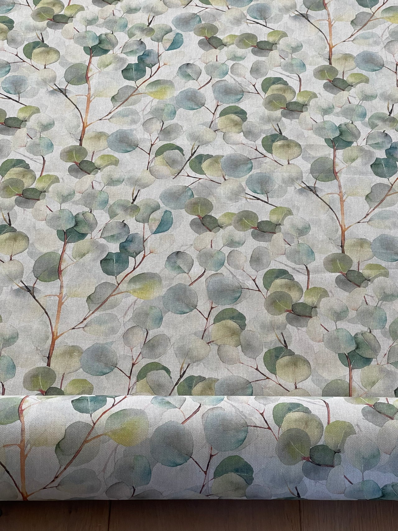 Eucalyptus Watercolor Botanical Fabric - Myrtaceae Inspired - Sold by the Meter
