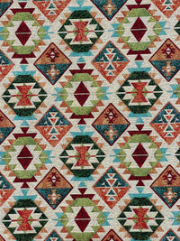 Thumbnail for Moroccan-Inspired Kilim Fabric: Old Afghan Rug Style in Cherry Red, Blue, and Green - Perfect for Unique Home Decor - Sold by the Metre