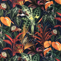 Thumbnail for Dense botanical pattern cotton fabric with birds