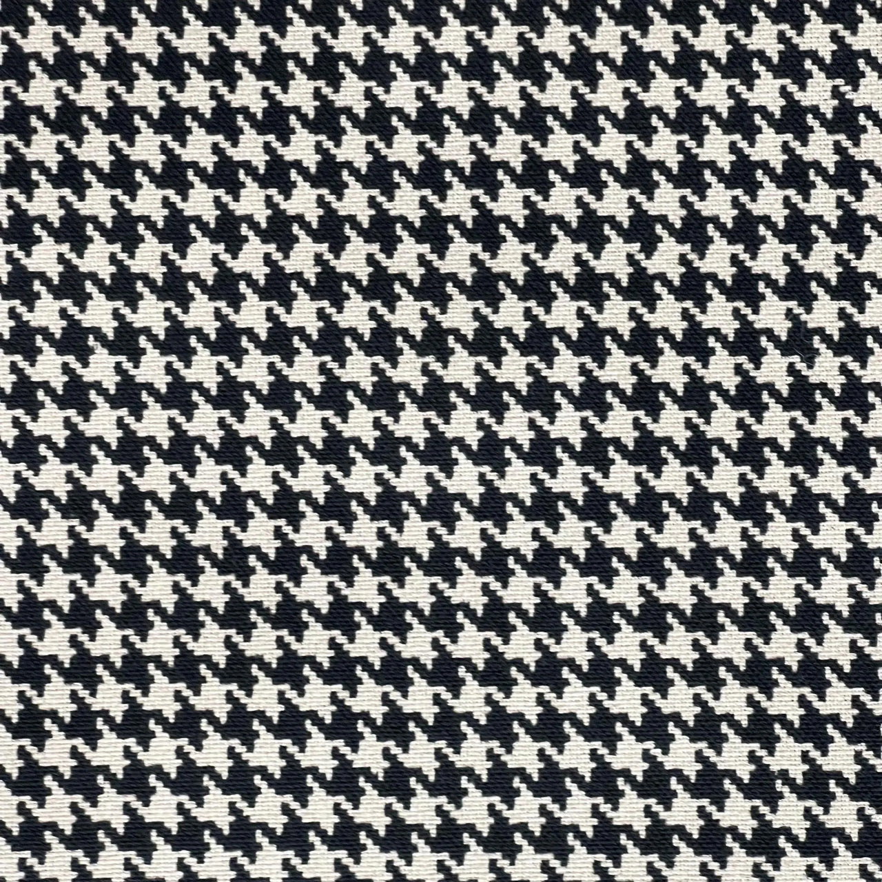 High-contrast houndstooth print on organic cotton – ideal for DIY upholstery, heritage decor, and statement home textiles.