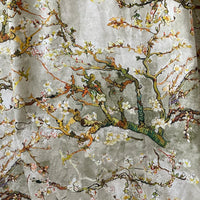 Thumbnail for Nature-inspired printed fabric with delicate cherry blooms and artistic flair

