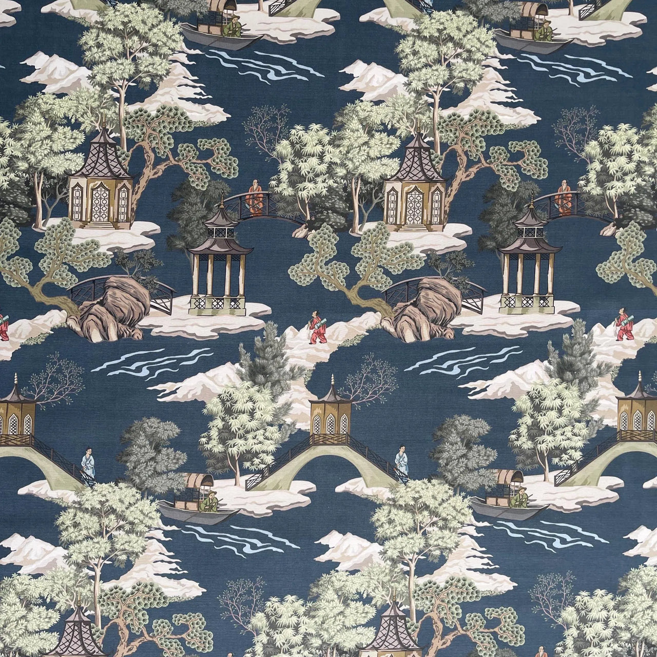 Oriental scenic print for curtains, blinds, and cushions

