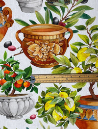 Thumbnail for Patterned cotton fabric with lemon and olive trees
