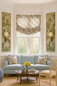 Thumbnail for Pink peony chinoiserie print cotton fabric close up