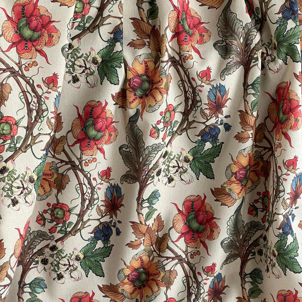 Vintage floral cotton fabric for home décor projects
