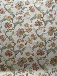 Thumbnail for English country Jacobean trail furnishing fabric in linen look cotton blend