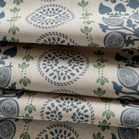 Thumbnail for Upholstery fabric with navy botanical motifs and heritage medallion pattern