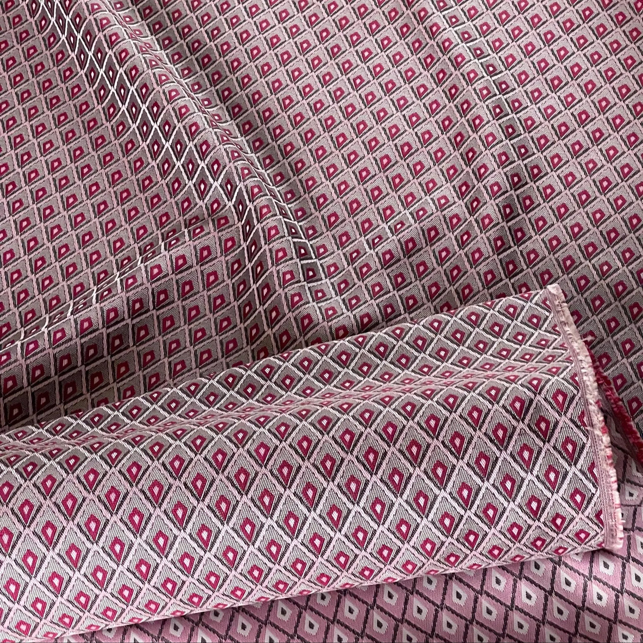 Rosetta lattice curtain fabric small repeat