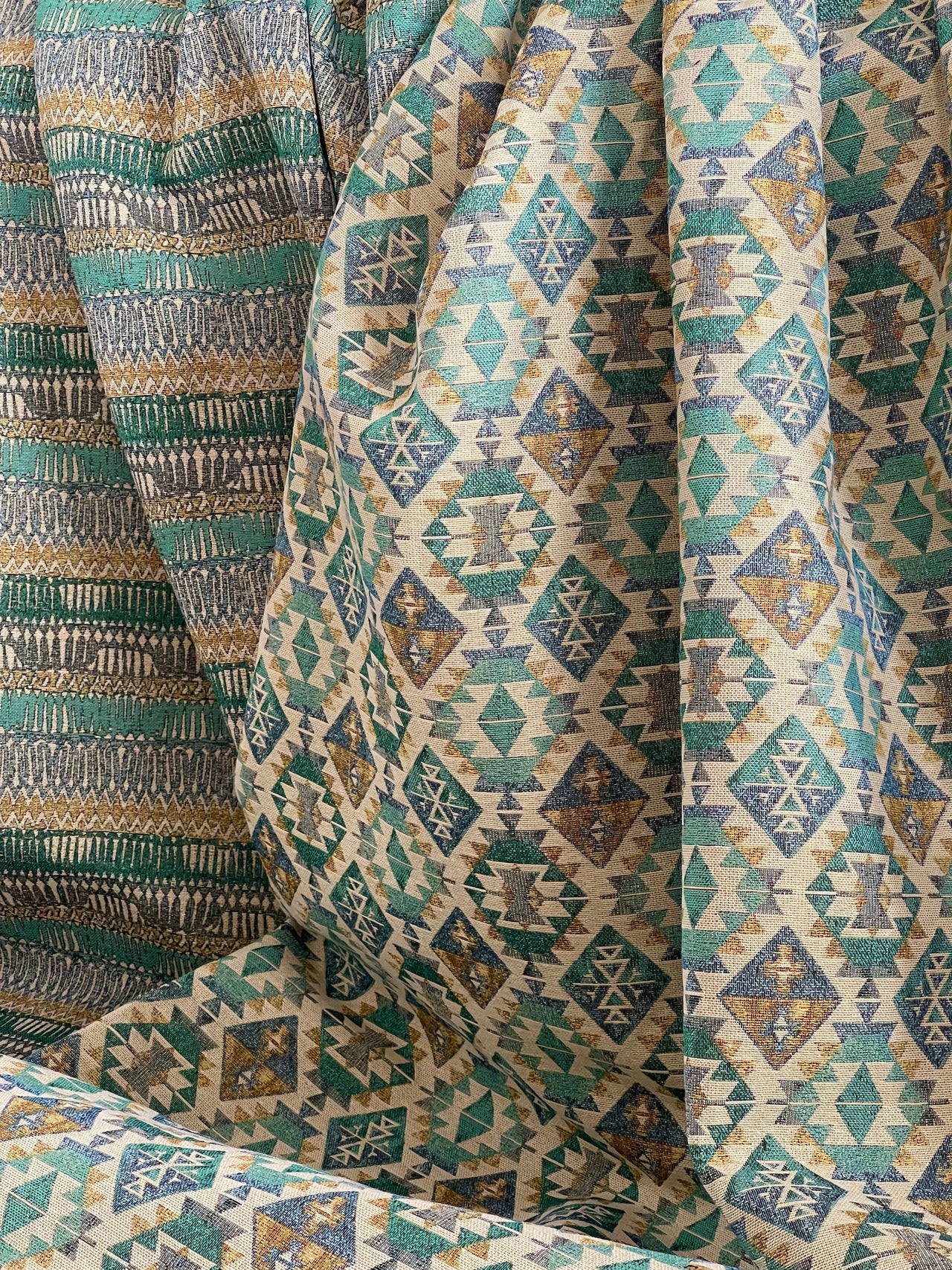 Afghan-inspired kilim upholstery cloth