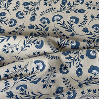 Thumbnail for Navy floral vine pattern on natural textile

