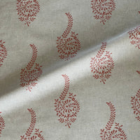 Thumbnail for Indian paisley sprig buta fabric in coral on beige background
