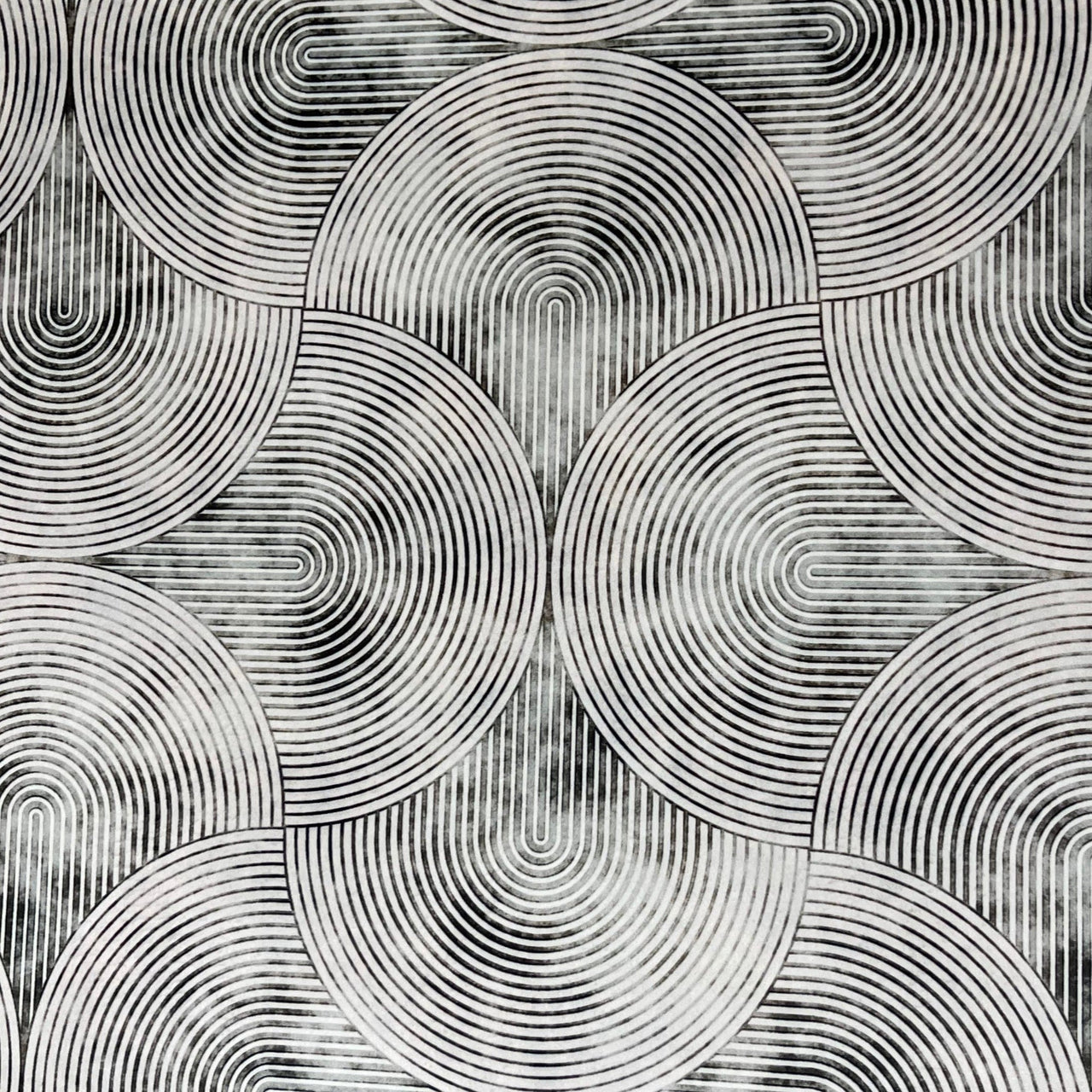 Light grey velvet fabric with modern tiles effect pattern.
