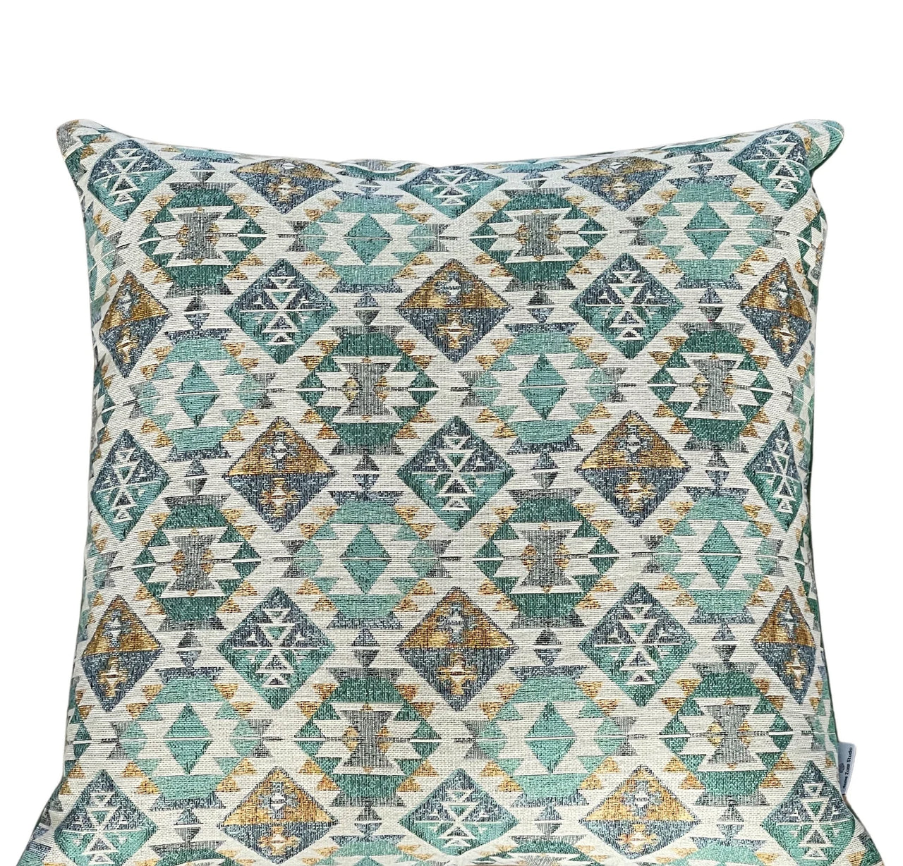 Boho style kilim pattern cushion in earthy tones