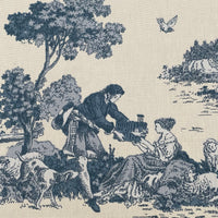 Thumbnail for Patterned fabric with blue and white design of a person climbing a tree.