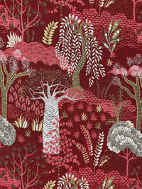 Thumbnail for Ruby botanical velvet fabric for soft furnishings