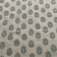 Thumbnail for Blue and green floral medallion fabric with linen texture finish