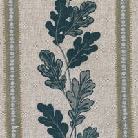 Thumbnail for Indigo and green striped fabric with woodland theme pattern
