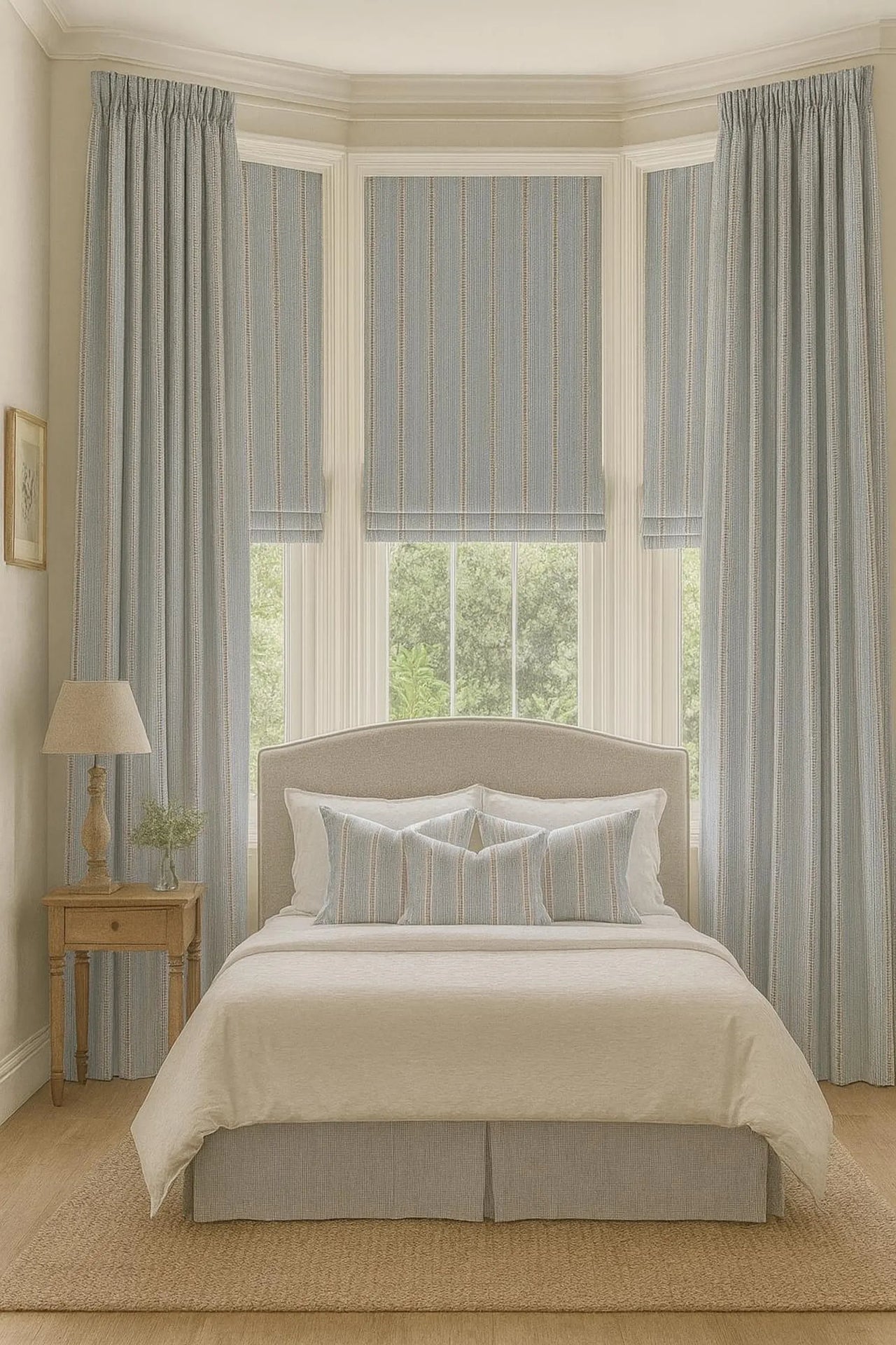 Soft draping cotton linen striped fabric for home décor