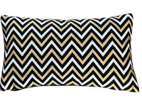 Thumbnail for Metallic gold chevron cushion with black and white base.