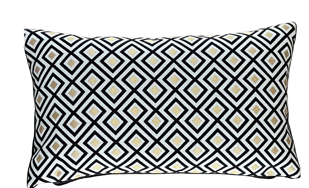 Nordic style blocks cushion in black and white.