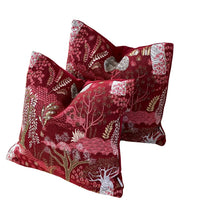 Thumbnail for Close-up of luxury woven red and gold cushion cover