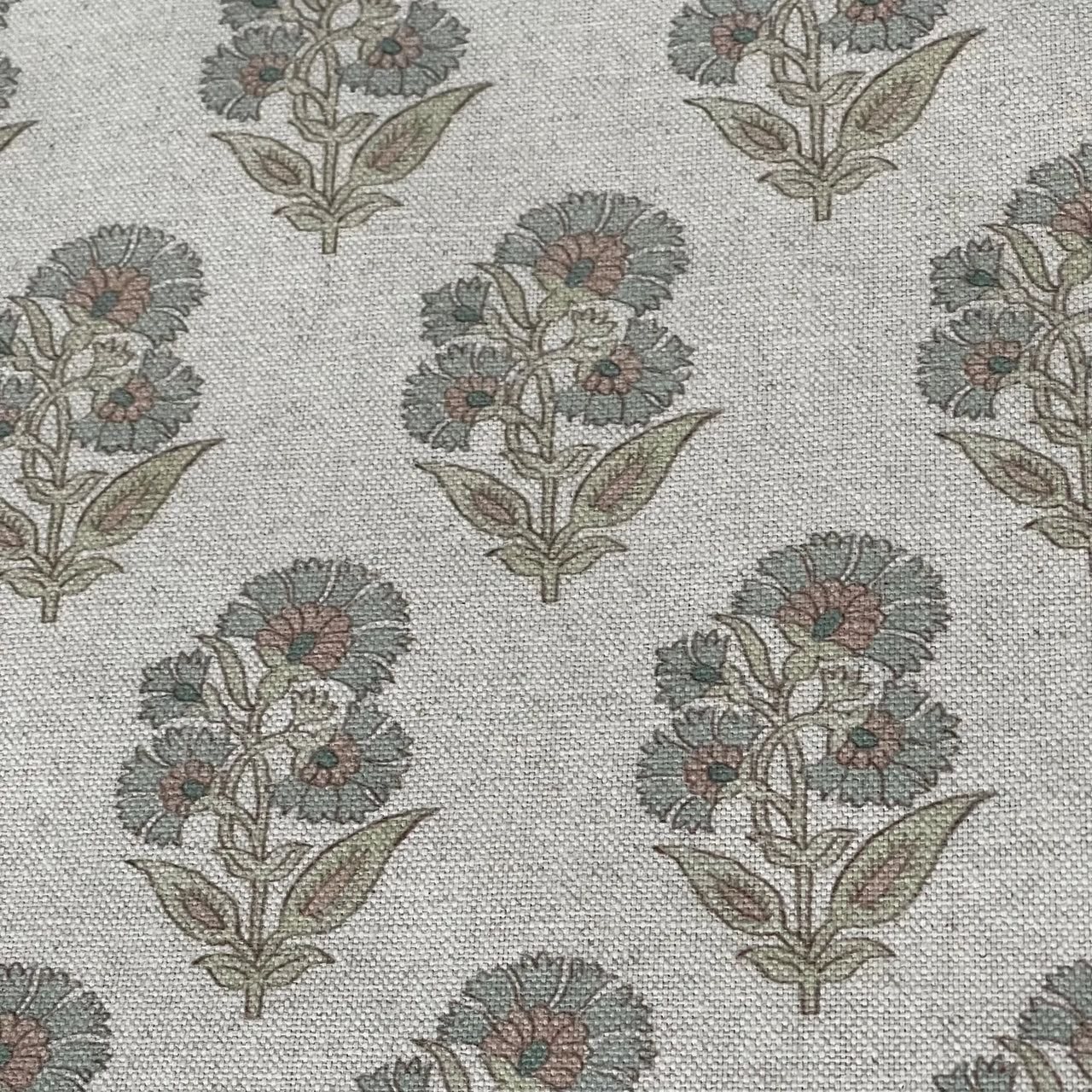 Nordic floral fabric with delicate sprig motifs and soft natural tones