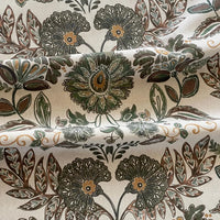 Thumbnail for Heritage floral cotton fabric with detailed leafy patterns