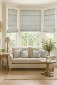 Thumbnail for Rustic cotton linen fabric with subtle dotted stripe pattern