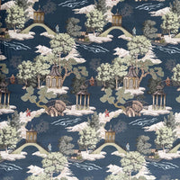 Thumbnail for Blue scenic chinoiserie fabric for upholstery and soft furnishings