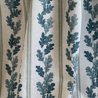 Thumbnail for Cotton-linen blend upholstery fabric in blue and green leaf print
