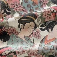 Thumbnail for Pastel kimono print geisha fabric inspired by traditional Japanese art.