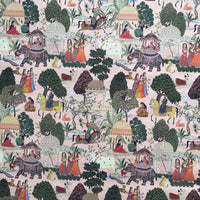Thumbnail for Indian storytelling fabric with elephant and courtiers