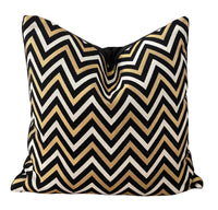 Thumbnail for Zig Zag Chevron Cushion Cover Black, White, Gold Geometric Pattern / Collection Scandi