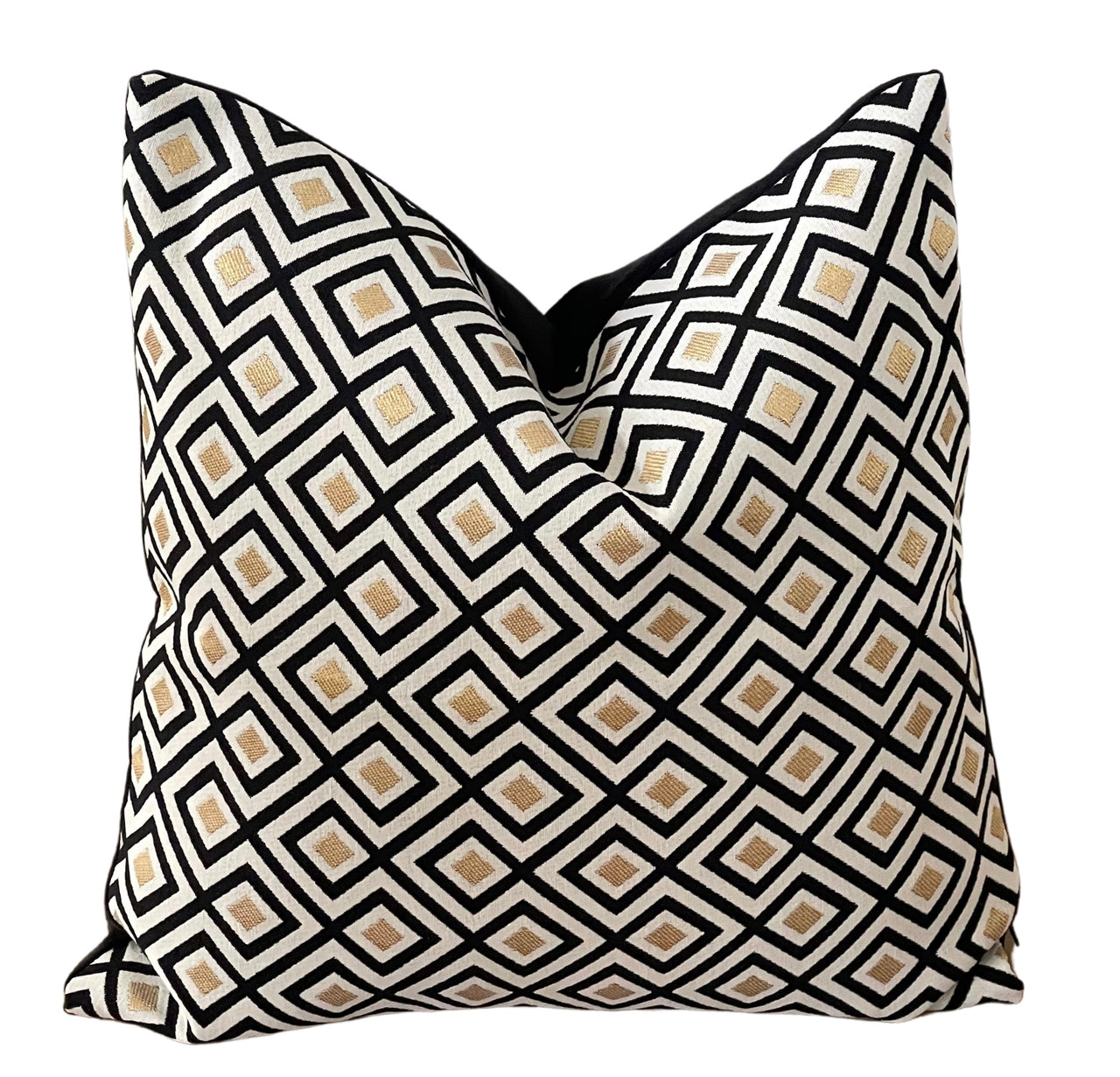 Blocks Black White Gold Metallic Cushion Cover Check Stripes Geometric Nordic