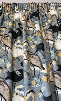 Thumbnail for Grey Herons Cotton Fabric / Pair of Curtains / Pencil Pleat / Custom - Made to Measure / Bespoke Home Decor