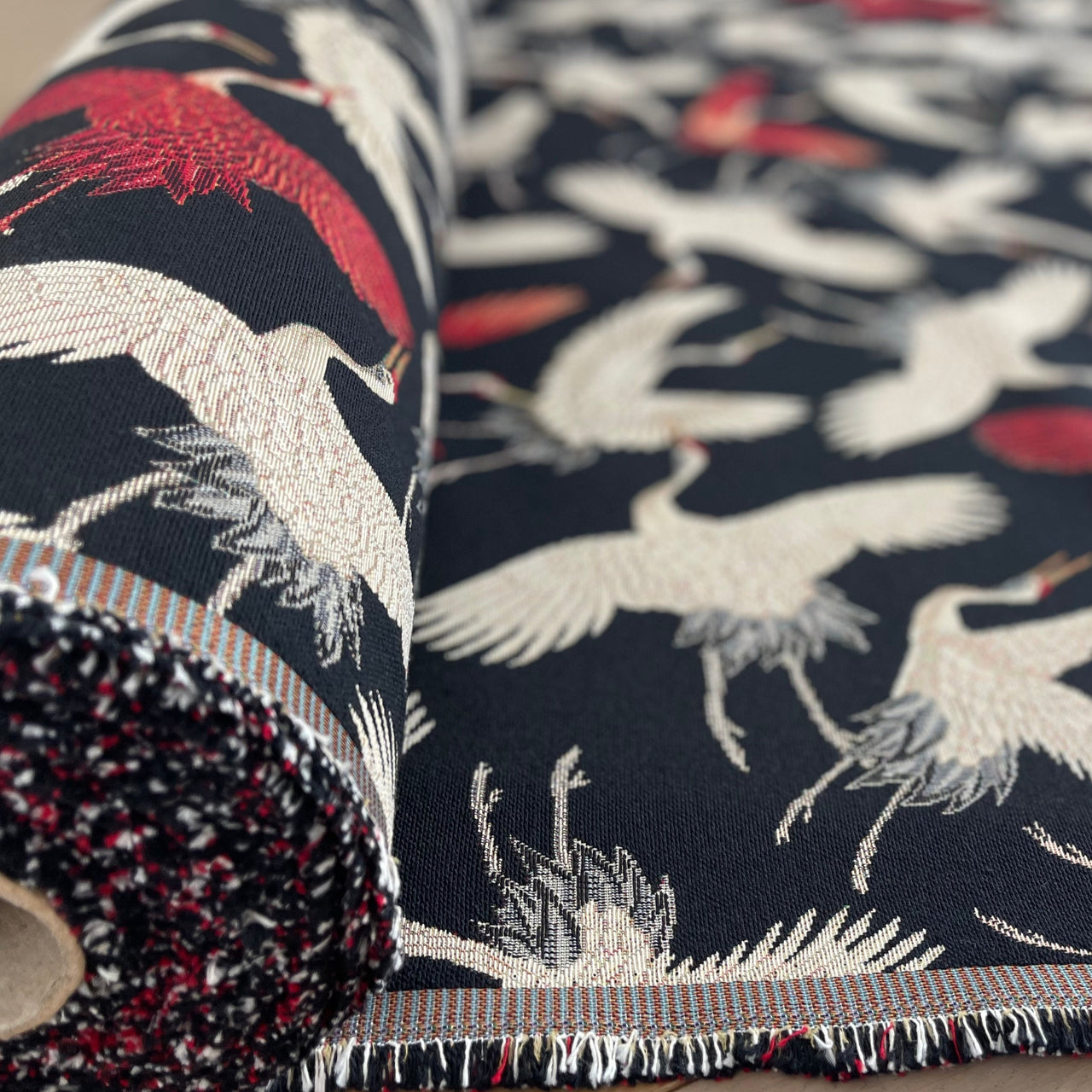 Japanese crane fabric ideal for furniture