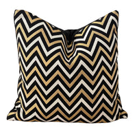 Thumbnail for Black, gold, and white zig zag geometric throw pillow.