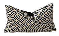 Thumbnail for Black, white, and gold woven pillow cover.