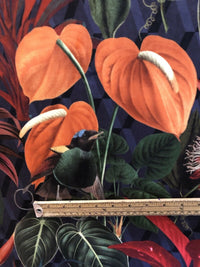 Thumbnail for Velvet material with deep orange and red florals