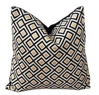 Thumbnail for Black velvet-backed decorative blocks cushion