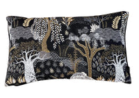 Thumbnail for Modern black and gold sofa pillow with nature motif.