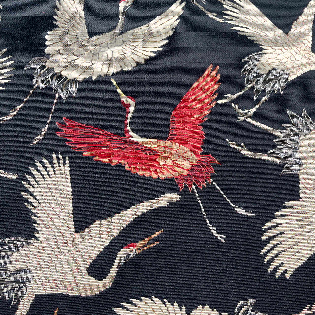 Luxurious crane pattern woven fabric